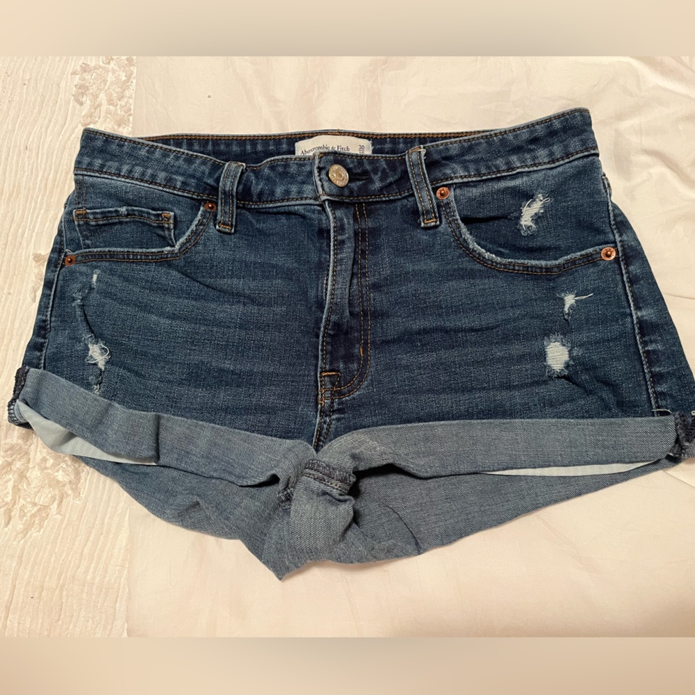 Abercrombie & Fitch Mid-Rise Dark Wash Jean Shorts - Size 10 / 30